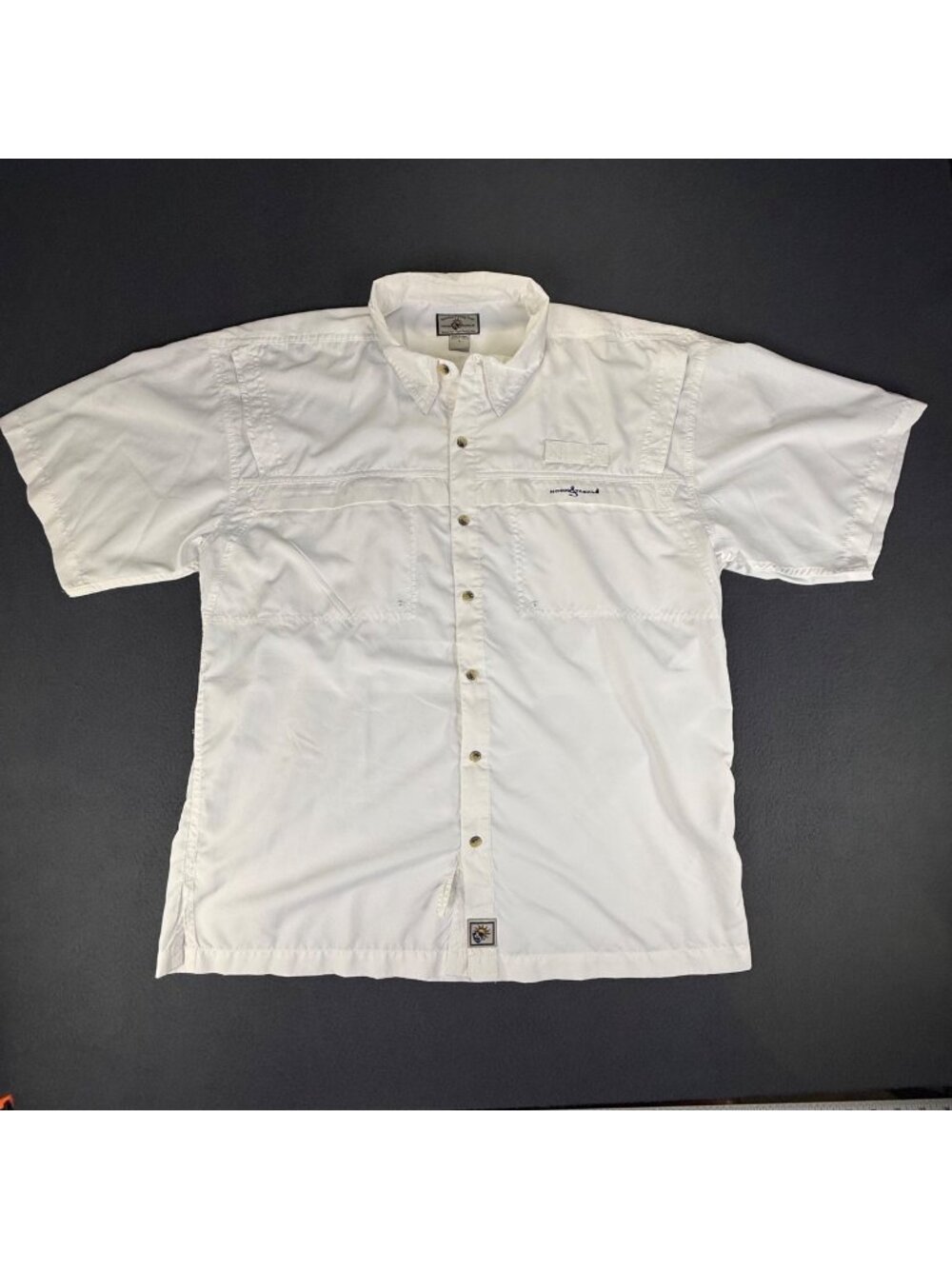 Hook & Tackle White Vented Outdoor Fishing Button Down Shirt Men's Size Large